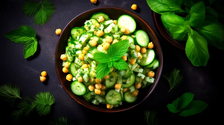 Passos Simples para uma Receita de Salada de Grão-de-Bico com Pepino e Hortelã Fitness Deliciosa e Saudável