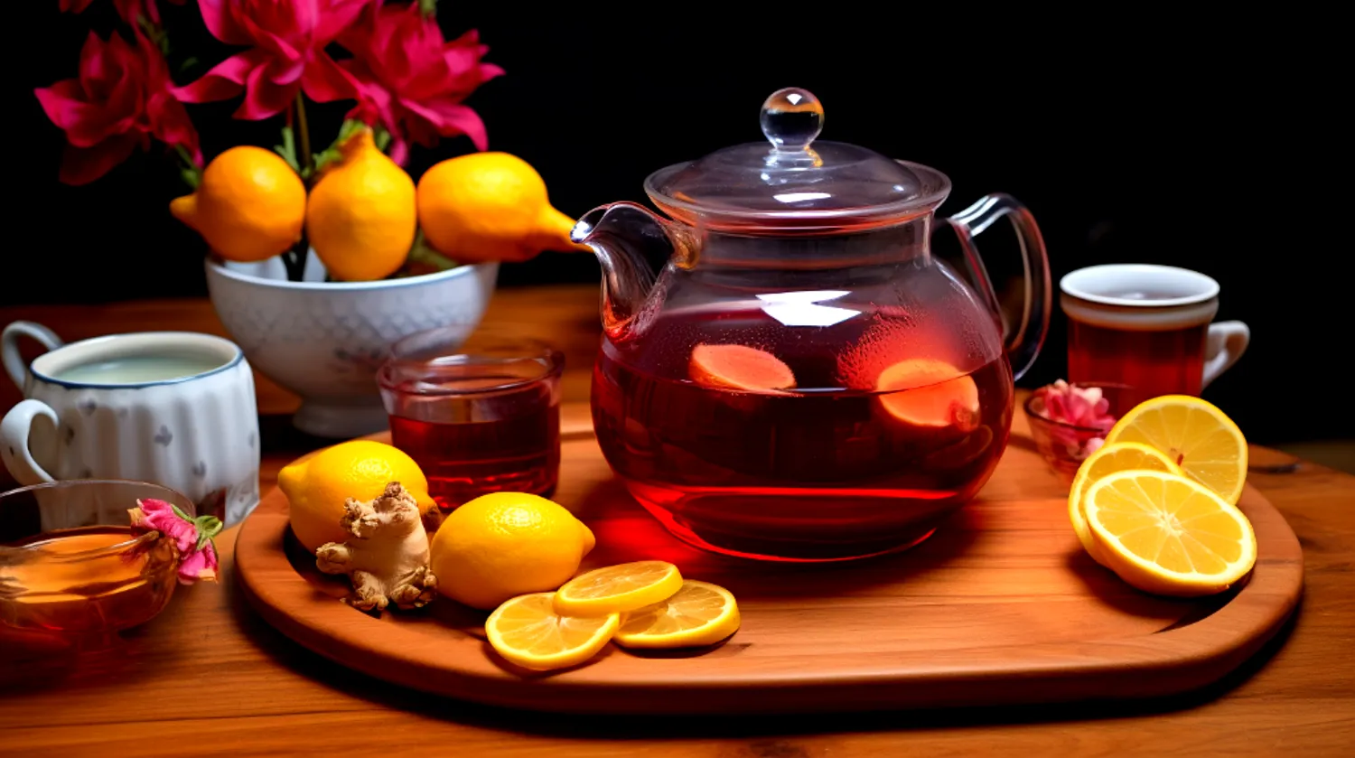 chá de hibisco com gengibre