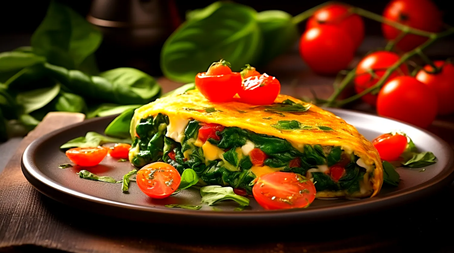 Omelete de Espinafre e Tomate fitness