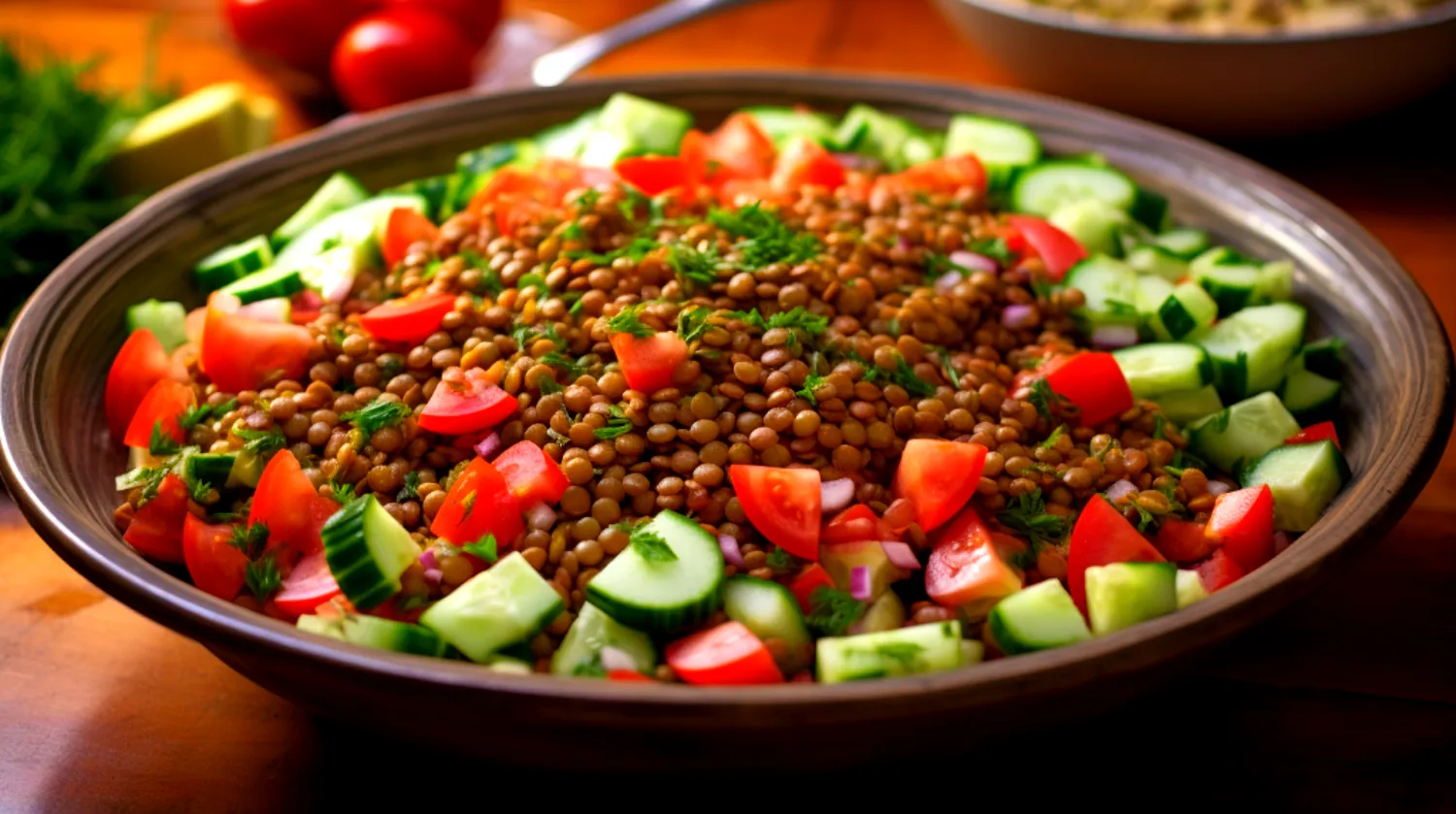 Salada de Lentilhas com Tomate e Pepino fitness