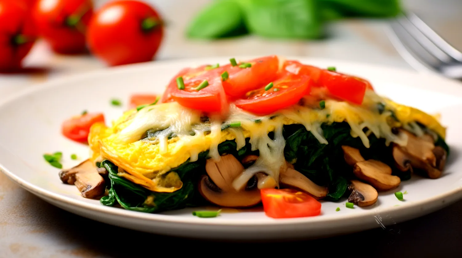 Omelete de Tomate e Espinafre fitness