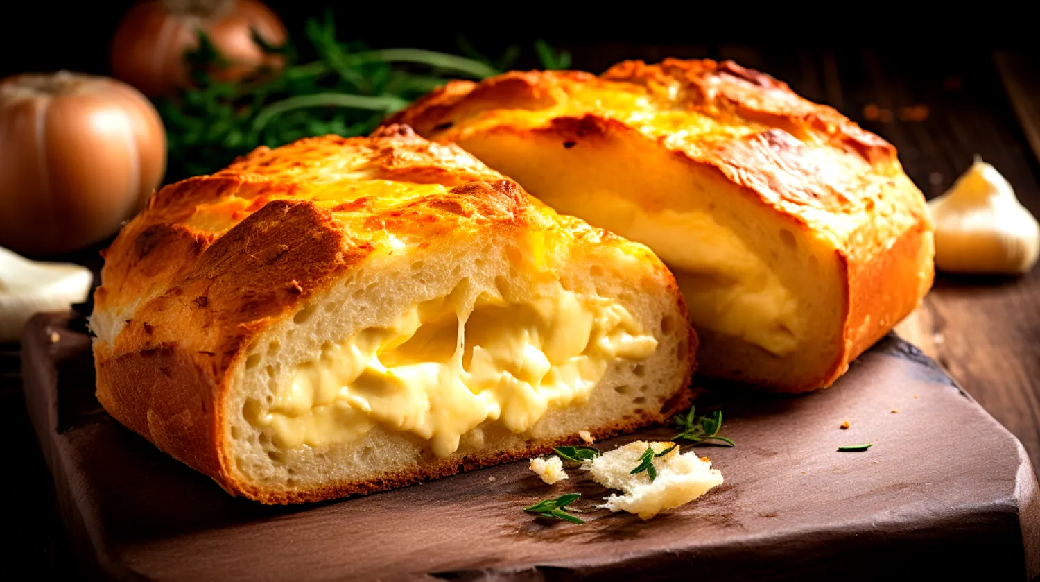 pão caseiro recheado com queijo
