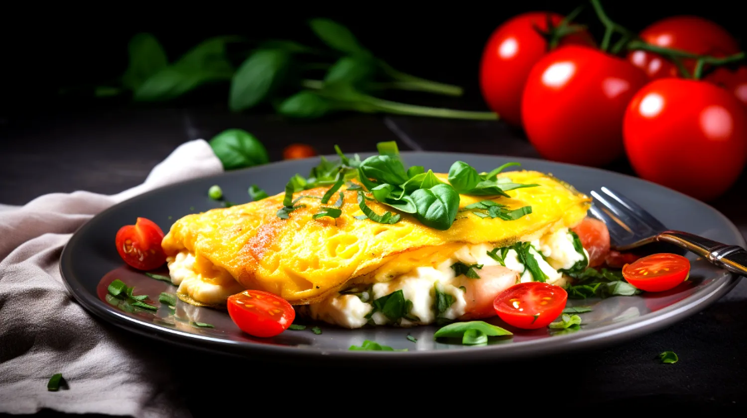 Omelete de Queijo Cottage com Tomate fitness